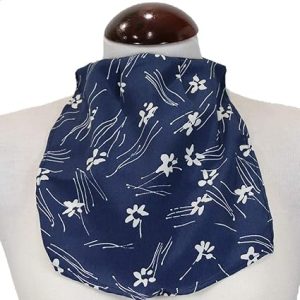 Pañuelo de Traqueotomía Seda Azul Flores