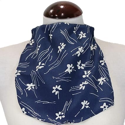 Pañuelo de Traqueotomía Seda Azul Flores