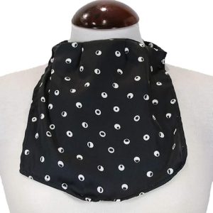 Pañuelo de Traqueotomía Seda Negro Lunar Blanco