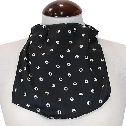 Pañuelo de Traqueotomía Seda Negro Lunar Blanco